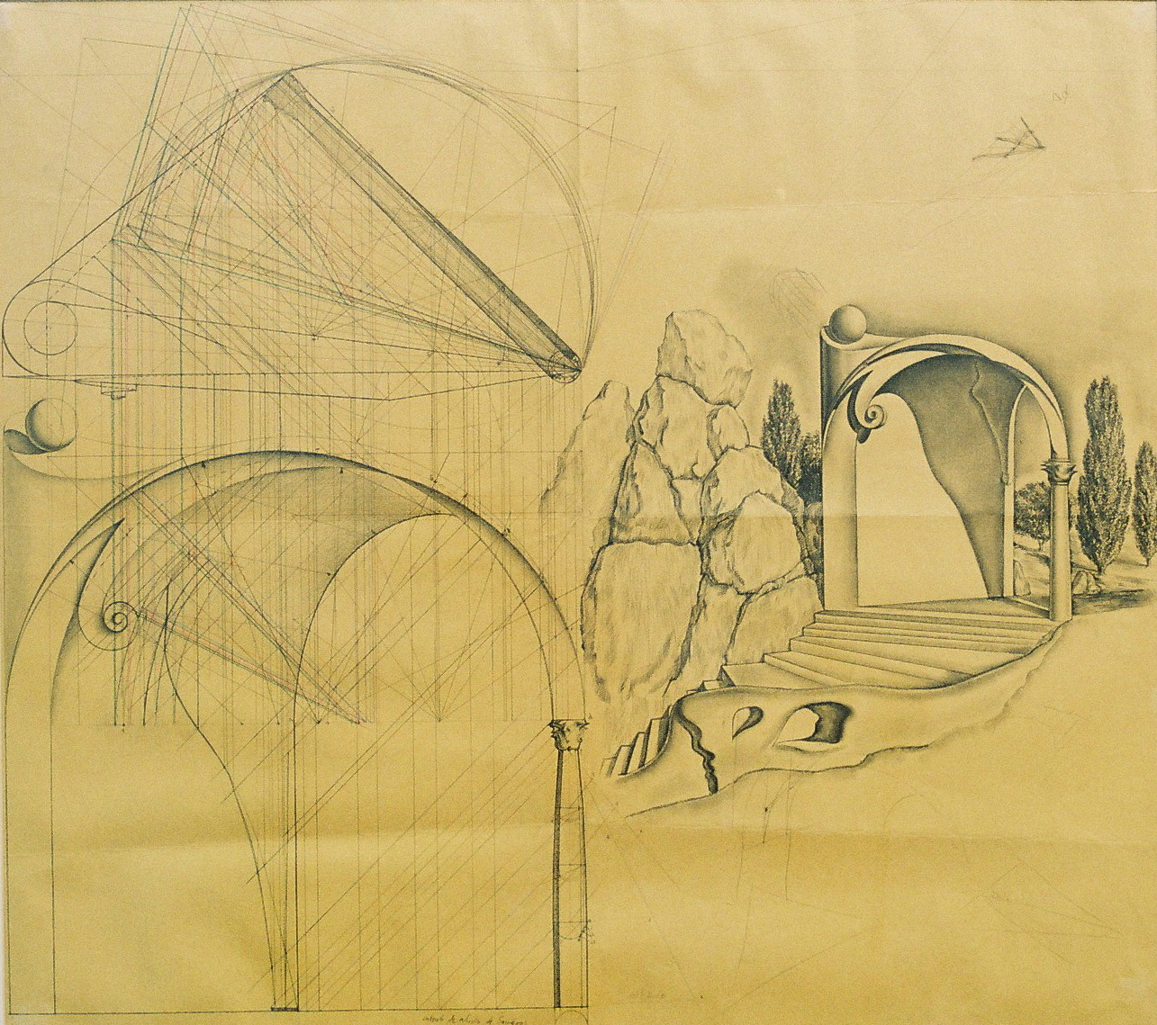 Estudio de sombras, lápiz sobre papel.