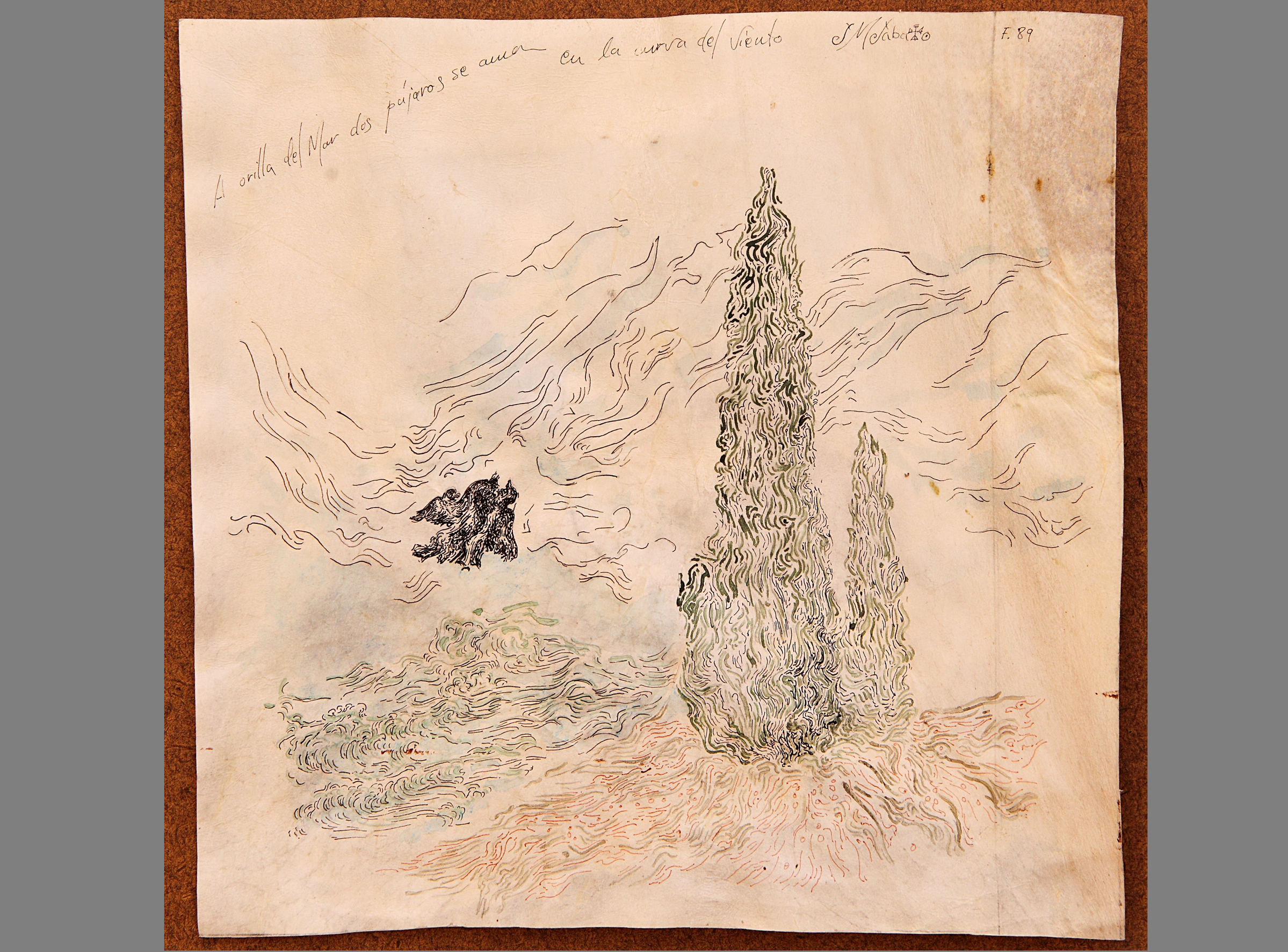 Fantasía. acuarela y tinta sobre pergamino.