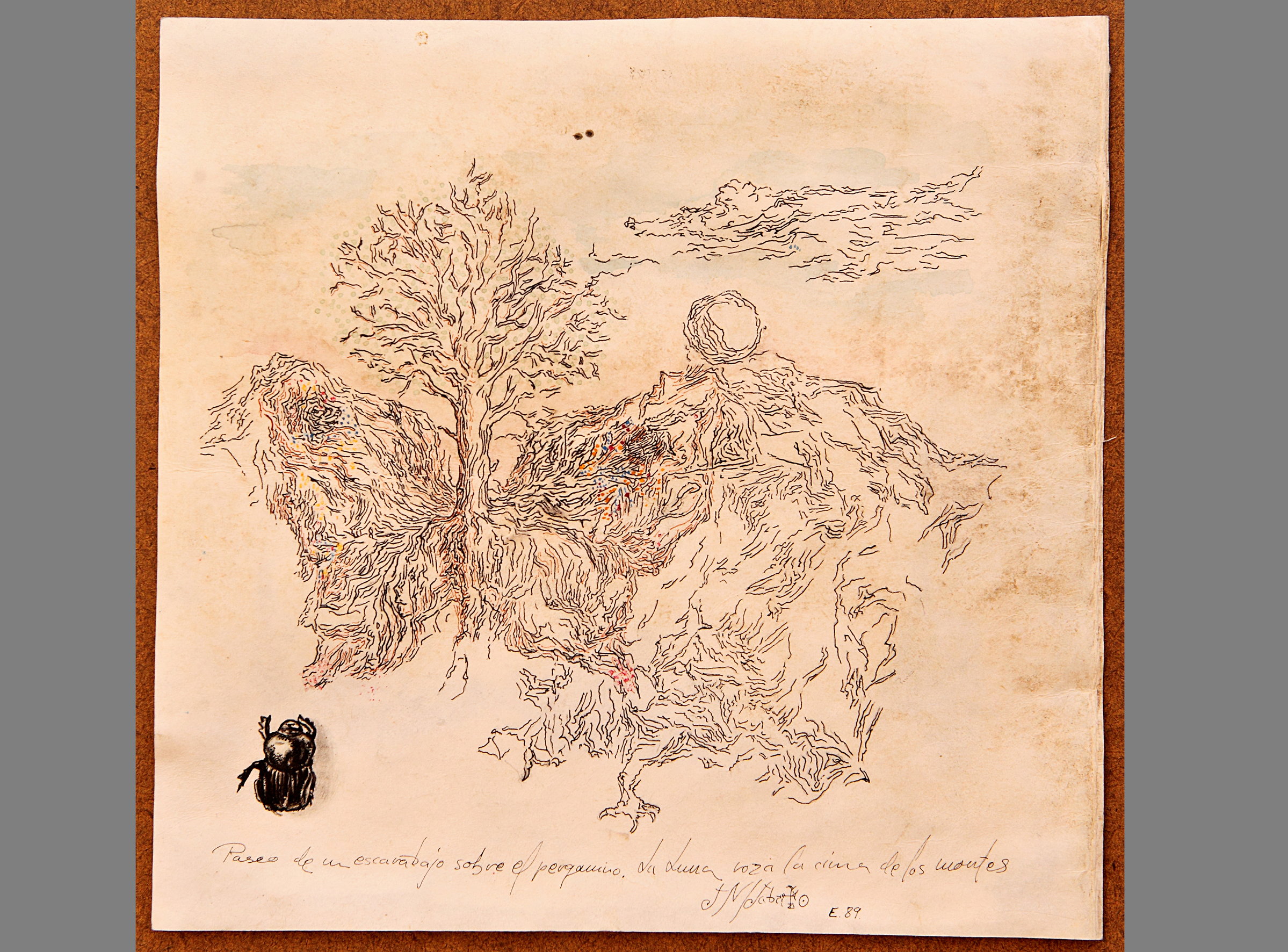 Fantasía. acuarela y tinta sobre pergamino.