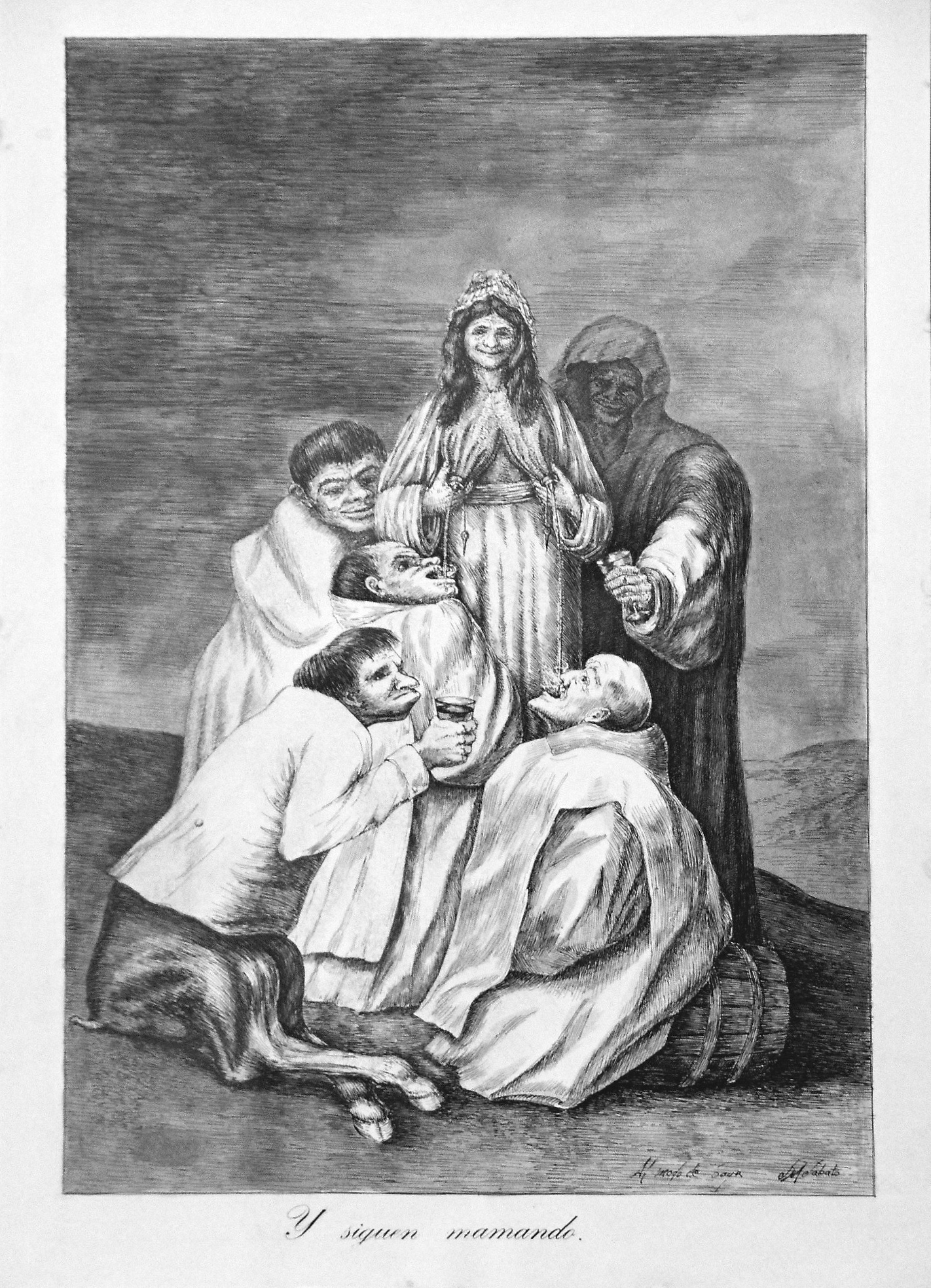 Goyesco, tinta y aguada sobre papel.