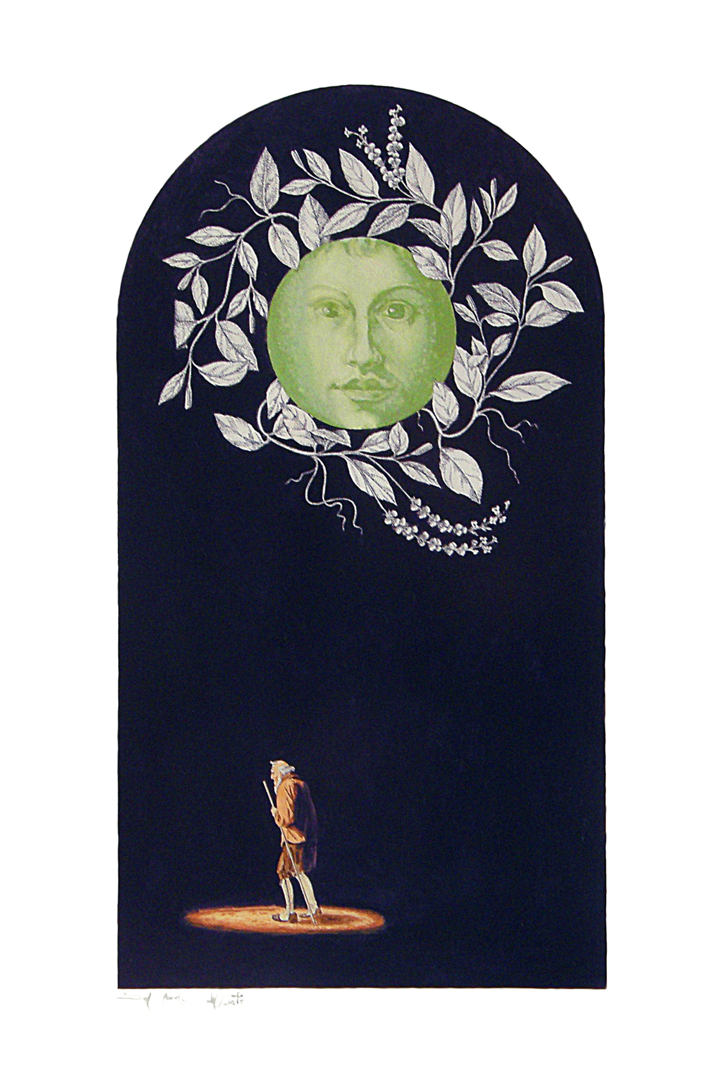 Sol verde, acuarela y tinta sobre pepel.